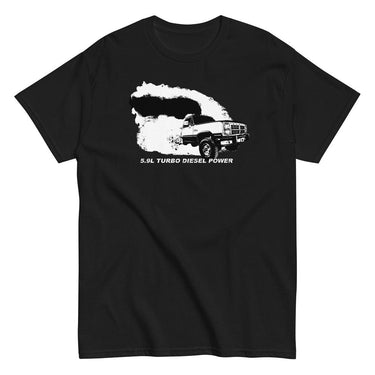1st Gen 5.9 Diesel Truck Rolling Coal Burnout T-Shirt in black